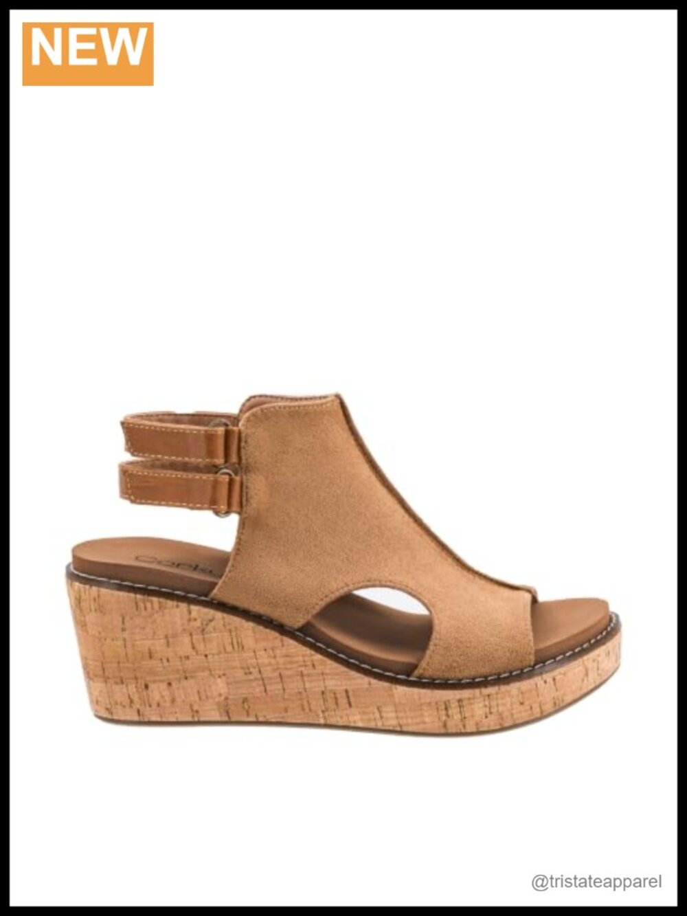 Corkys Faux Suede Wedge Sandal Peep Toe Platform Adjustable 2.5" Heel